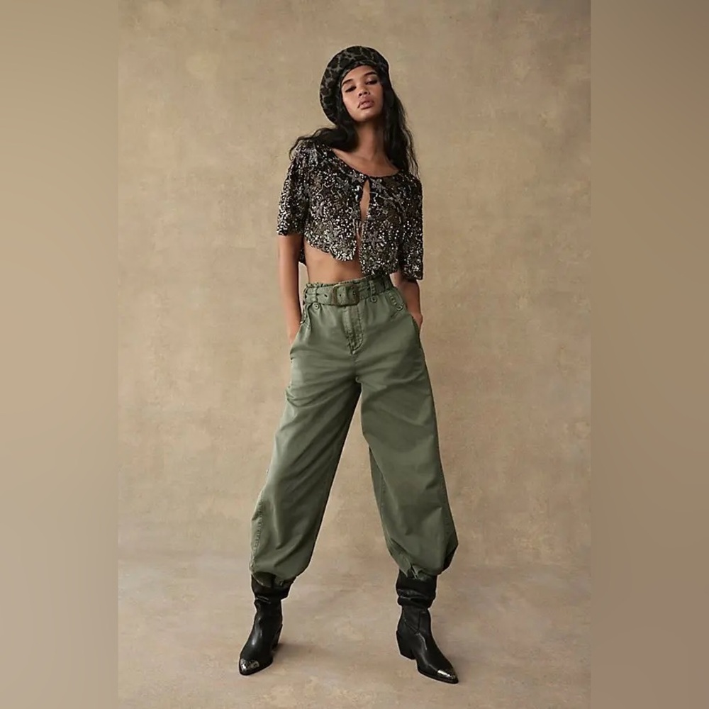NWT We The Free Sloane Belted Pants ~Crystal Kelp~